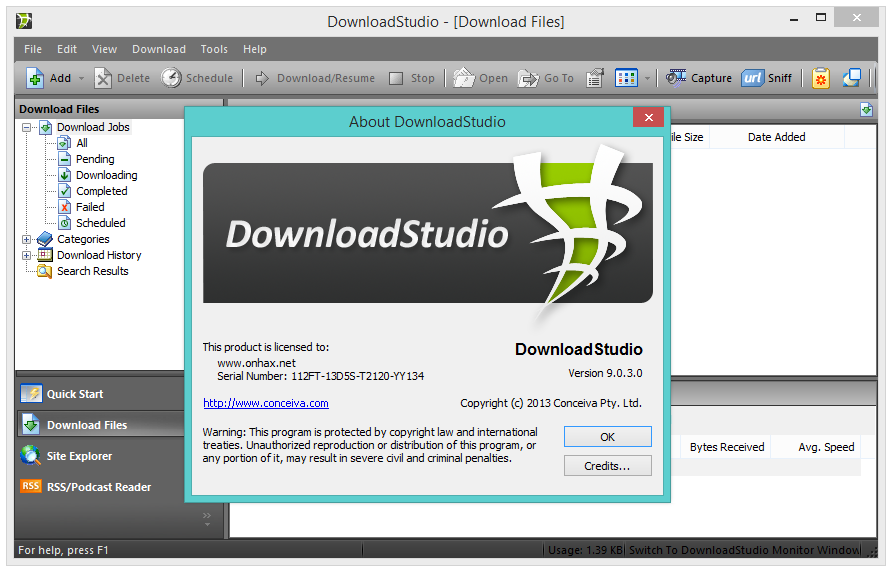 Conceiva Download Studio 7.0.5.0 Crack Full Free Version